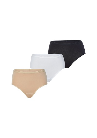 Blackspade Kadın Külot 3lü Paket Essential 1577 Beyaz Ten Siyah Renkli