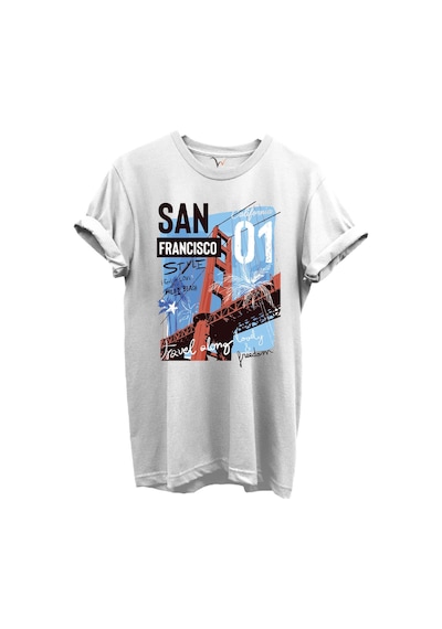 San Francisco California Yazılı Golden Gate Köprüsü Baskılı %100 Pamuk Regular Fit Unisex T-shirt Beyaz San Francisco California Yazılı Golden Gate Köprüsü Baskılı %100 Pamuk Regular Fit Unisex T-shirt Beyaz