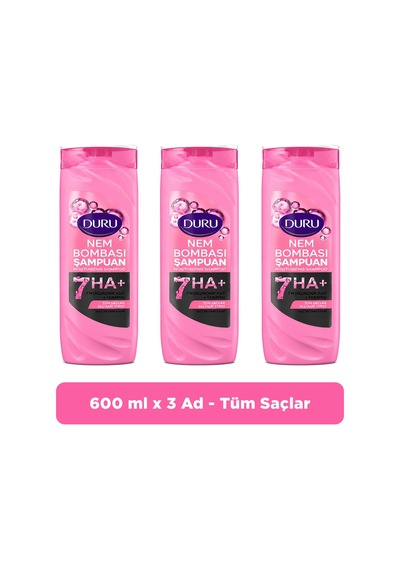 Duru Nem Bombası Şampuan 600 Ml Tüm Saçlar İçin Güç Ve Parlaklık 3 Lü