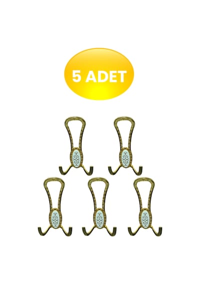 Seçil Gold Altın Metal Portmanto Vestiyer Duvar Dolap Mobilya Kapı Askısı Askılığı Askılık 5 Adet Altın Altın