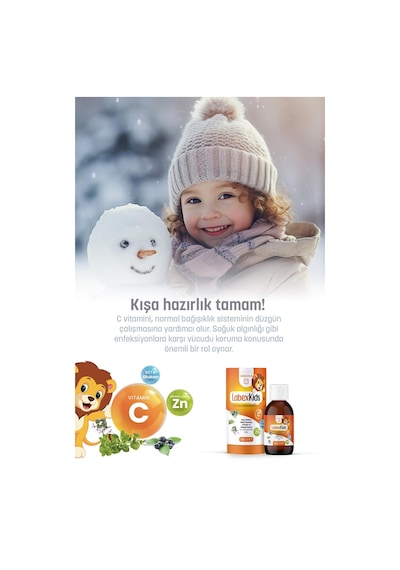 Labex Kids Çinko Kekik Beta Glukan Karamürver Çocuk Multivitamin Şurup 150 ML