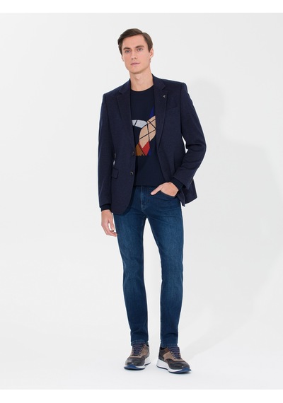 Cacharel Lacivert Slim Fit Kaşmir Ceket