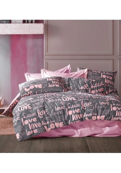 Lexroo Denizli Çeyiz Tek Kişilik Çocuk Nevresim Takımı Love Pembe