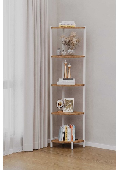 Bes Rafli Çok Amaçli Köse Kitaplik Beyaz Profil Beyaz Sunta 40x30x150 Cm Mtl042 Beyaz-çam Bes Rafli Çok Amaçli Köse Kitaplik Beyaz Profil Beyaz Sunta 40x30x150 Cm Mtl042 Beyaz-çam