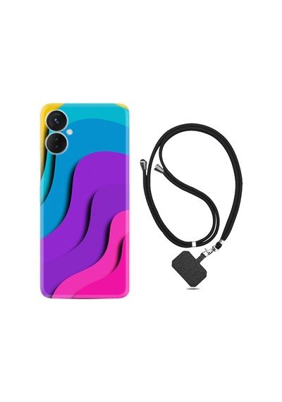 Tecno Spark 9T Kılıf İpli Boyun Askılı Desenli Silikon Renk Cümbüşü 1631