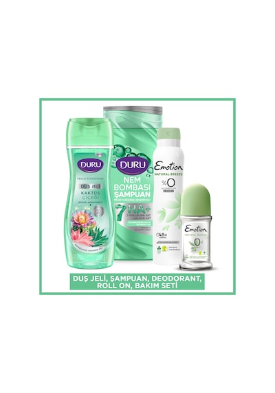Duru Nem Bombası Yağlanma Eğilimli Saçlar İçin Arındırıcı ve Hacim Verici Şampuan 400 ML&Duru Body Scrub Ice Light Duş Jeli&Emotion Deodorant