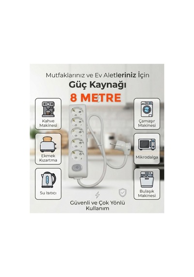Vikomulti-let 5 Li 1-15 Metre Arası Anahtarli Çocuk Korumali 3x2.5 % Yüz Tam Bakır Ttr Kablolu Uzatma Seyyar Markanin Özel Üretimi   Tse Fişli Bakir Kablolu 8 Metre - 894357203 8 Metre - 894357203 15 M Ve Üzeri