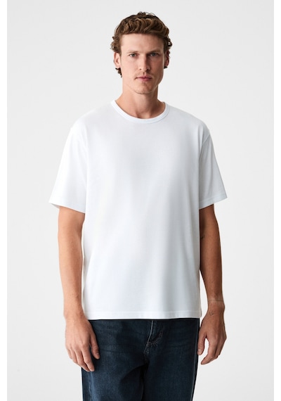 Grimelange Peltz Erkek Relaxed Bisiklet Yaka Kısa Kollu Beyaz T-shirt Beyaz