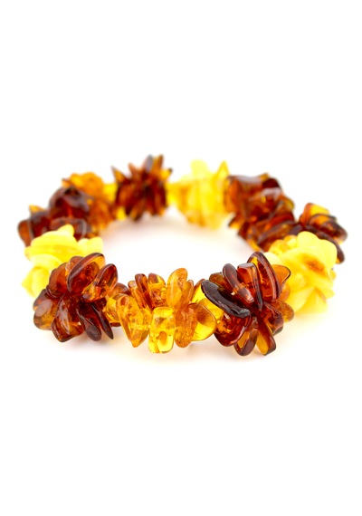 Kehribar Bileklik Amorf Tasarım Ambergold Blk23-122 Çok Renkli