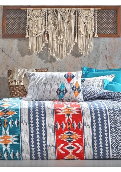 Cotton Box Ethnic Tek Kişilik Nevresim Takımı Marika Lacivert