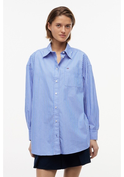 Tommy Hilfiger Tjw Kadın Oversize Essential Asil Mavi/çizgili Gömlek Ext-16428