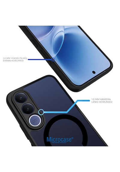 Microcase Vivo V70 Fe 5g İle Uyumlu Magsafe Uyumlu Mat Yüzey Kılıf Al4967 Siyah
