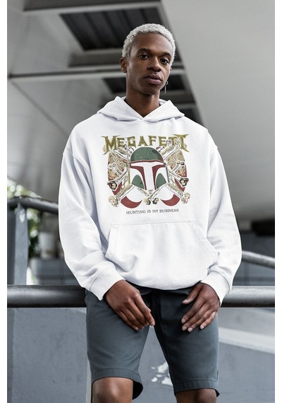 Sevbano Megadeth Rock Metal Baskılı Unisex Oversize Hunting Is My Busines Beyaz
