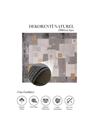 Hoom Rugs Natural 1709 Gri Sarı Klasik Salon Halısı