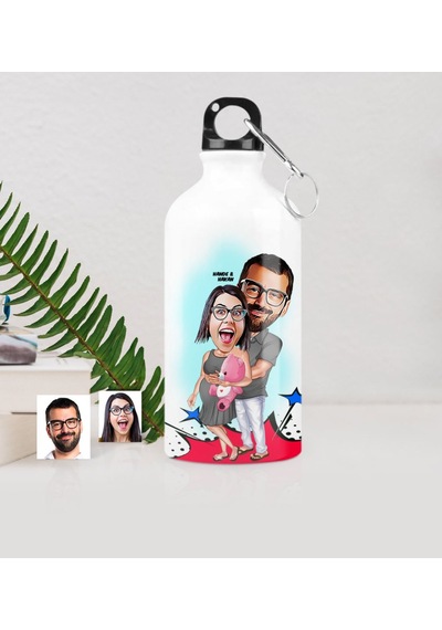 Kişiye Özel Bebek Bekliyoruz Karikatürlü Metal Suluk 500 Ml.