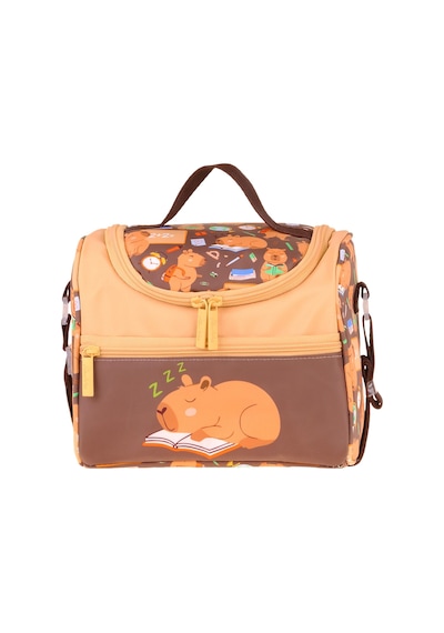 Kaukko Kids Erkek Çocuk Clever Baskılı Isı Yalıtımlı Okul Beslenme Çantası Kahverengi - L5385
