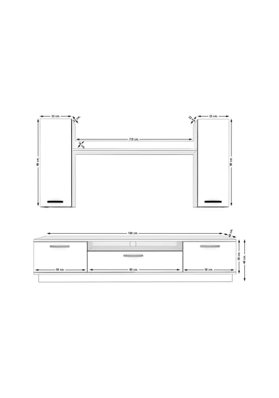 Decoraktiv Trendstyle 5d Mdf Tv Ünitesi Tv Sehpası Pera - Siyah Mermer