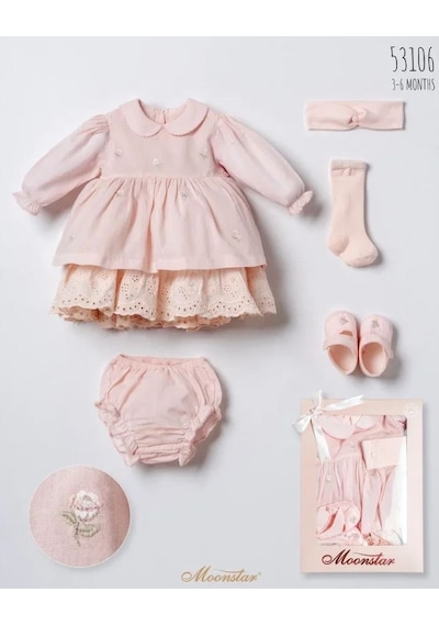 AndyWawa Moonstar Kız Bebek Seti - Moonstar - Pudra - 3-6 Ay - 53106-pudra-3-6 Ay Pudra