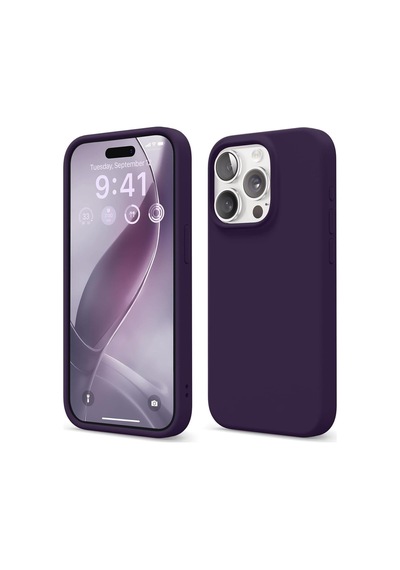 İphone 15 Pro Max Derin Mor Silikon Kılıf Leke Tutmaz İçi Süet Silinebilir Kamera Yükseltili Kapak