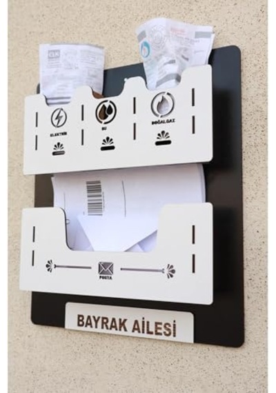 Hg2020-wht Ev Odunu Çiftlik Evi Ahşap Dekoratif Zarf Şekilli Masaüstü Mektup Tutucu Fatura Düzenleyici Saklama Kut