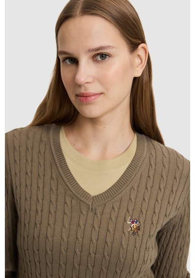 U.S. Polo Assn. Kadın Haki Basic Kazak 50327575-vr027
