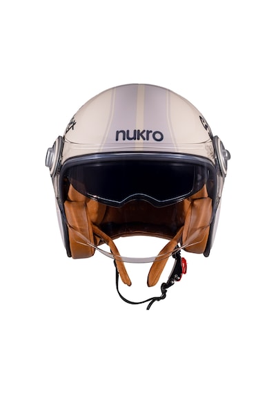 Nukro B-108 Super Sport Yazlık Motosiklet Kaskı Krem Gri
