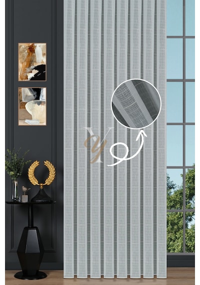 5504 Tül Perde V-03 Altın Altın