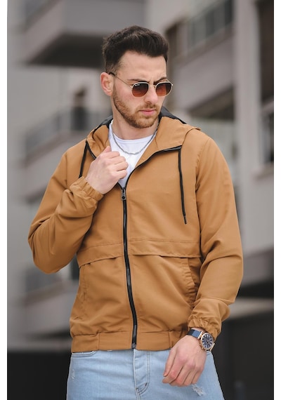 Oksit Antonin Bel Ve Kol Lastikli Slim Fit Erkek Mevsimlik Mont Yağmurluk 001