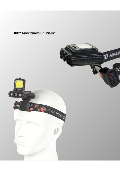 Sepetopia Cob + Xpe Led Kafa Feneri 800 Lumen Usb Type C Şarjlı Çok Modlu