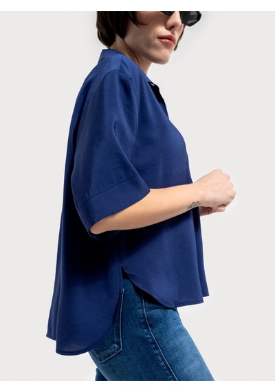 Loose Fit Kadın Gömlek K.kol Lacivert
