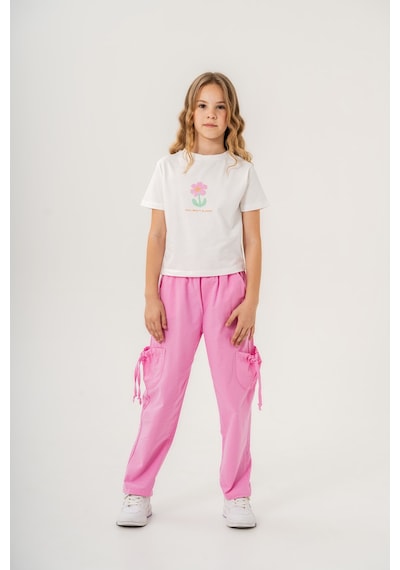 Mısstuffy Kız Çocuk Pamuklu T-shirt Keten Pantalonlu Yazlık Takım 6-9 Yaş Pembe - Beyaz Mısstuffy Kız Çocuk Pamuklu T-shirt Keten Pantalonlu Yazlık Takım 6-9 Yaş Pembe - Beyaz