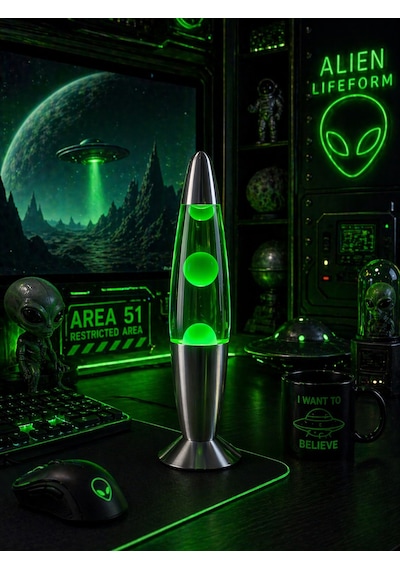 Lava Lambası Büyük Boy 41 Cm Yeşil Atmosfer Işığı, Dekoratif Gece Lambası, Konsept Lamba