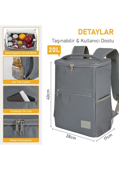 Ayrex Haegs Termal Sırt Çantası Yalıtımlı Termos Soğutucu Çanta, Erkek Kadın Buzluk Çanta Soğutucu, Kamp Plaj Diğer