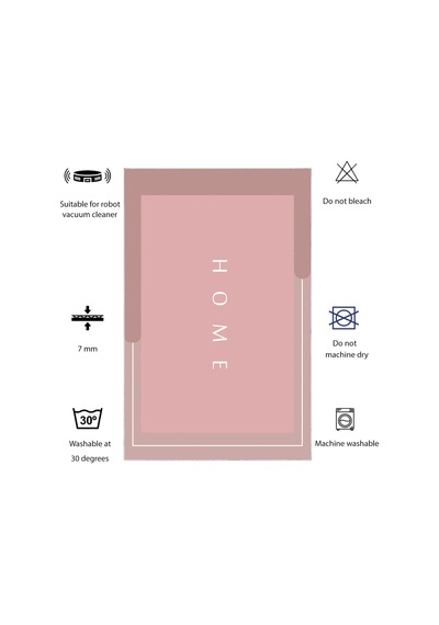 Dijital Kaymaz Yıkanabilir Mutfak Banyo Salon Paspas Halısı Trend Modern Al4001 Pembe