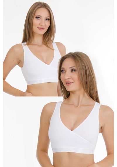 Parlingerie Emzirme Sporcu Büstiyeri 2li Set Beyaz-beyaz