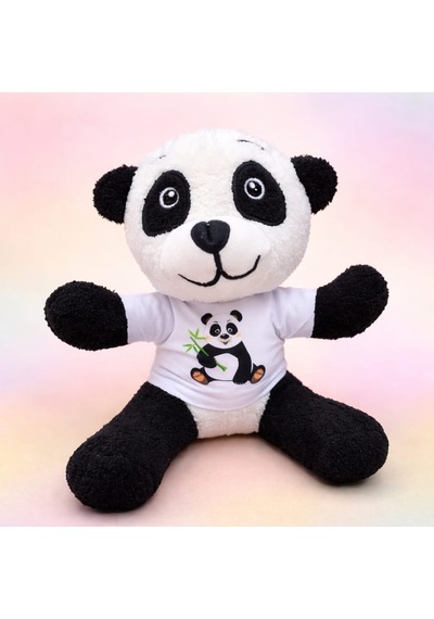 Delux Serisi Tişörtlü Panda Oyuncak Hayvan Figürü İlginç Eşya Arkadaşa Armağan Çok Renkli