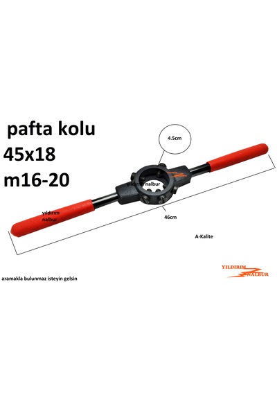 Pafta Kolu 45x18 Diş Açma Kolu M16-20 Büyük Duble Boy Diş Yolu Aç