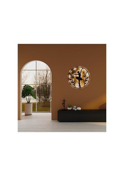 Led Işıklı Kadın Temalı Tablo Balerin Dekoratif Gece Lambası Sarı - 737237709 Sarı