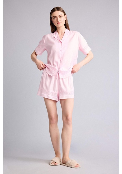 Defacto Regular Fıt Kısa Boy Dokuma Pijama Şort G4373ax26sppn648 Pembe-pn648