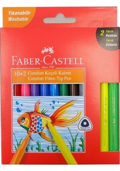 Faber-Castell Comfort Yıkanabilir Keçeli Kalem 10+2 Neon