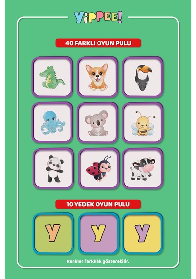 Çocuk Tombala Hayvan Temalı Ham Bez Kese 8 Tabla 40 Pul 60 Parça