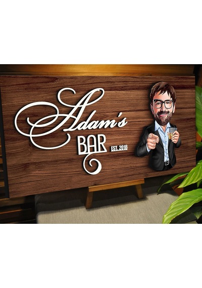 Bk Gift Kişiye Özel Karikatürlü Kabartma Tasarım Ceviz Ahşap Bar Tabelası, Home Bar Tabela, Rustik Ev Dekorasyonu, Duvar Dekoru-8