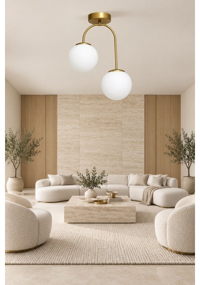 Torro 2'li Beyaz Glob Camlı Modern Eskitme Renk Plafonyer Avize Eskitme Eskitme