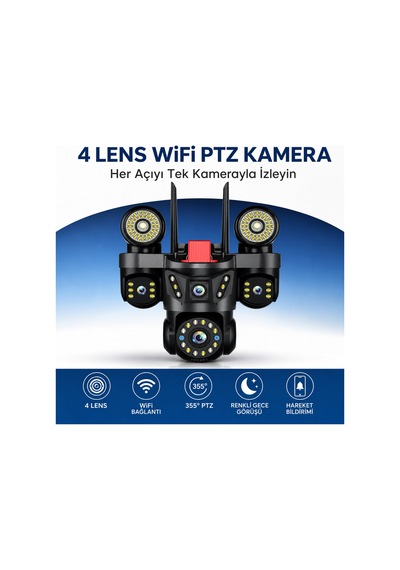 Pro Ultra Hd 4 Lensli 355 Döner Wifi Dış Mekân Güvenlik Kamerası
