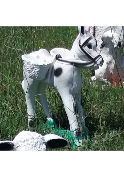 M3 Semerli Heybeli Saksılı Merkep Iç Dış Mekan 50Cm Heykeli Siyah - Beyaz