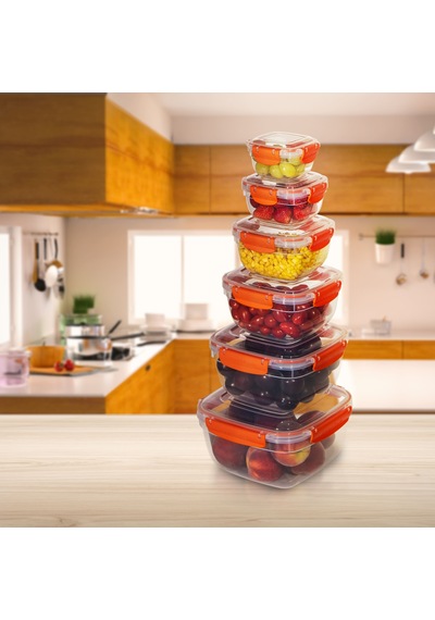 6'lı Set Master Kare Saklama Kabı 275 Ml - 500 Ml - 900 Ml - 1500 Ml - 2400 Ml - 3750 Ml 001