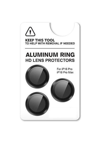 Apple Uyumlu iPhone 16 Pro Max Cl-12 Premium Safir Parmak İzi Bırakmayan Anti-reflective Kamera Lens Koruyucu Siyah