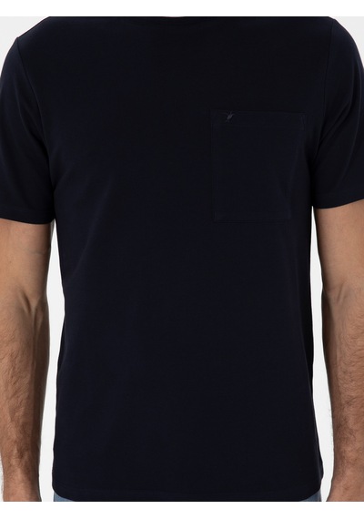 Lacivert Regular Fit Cepli T-shirt
