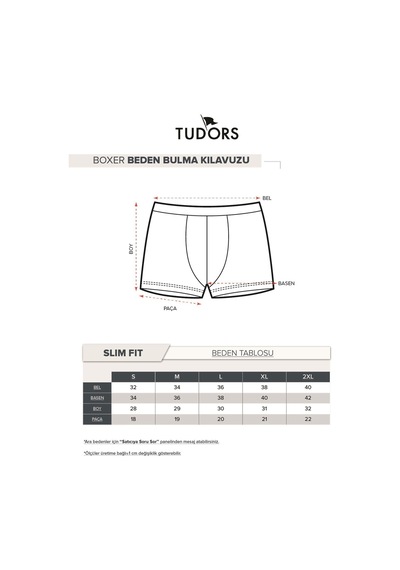 Tudors Erkek 2'li Pamuklu Likralı Esnek Kumaş Boxer-32322 Çok Renkli