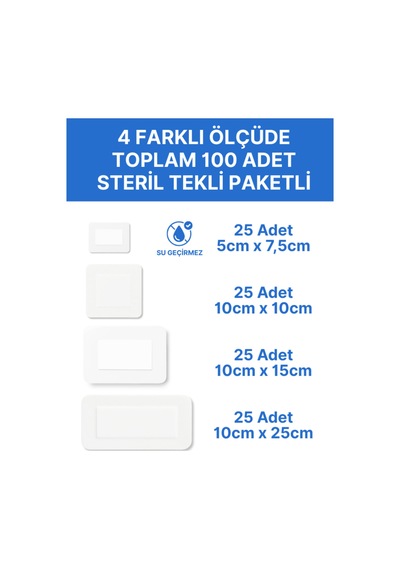 Alban Steril Şeffaf Yara Pedi, 4 Kutu Kombo Paket,poliüretan Yara Örtüsü, Steril Tekli Paketlerde 100 Adet